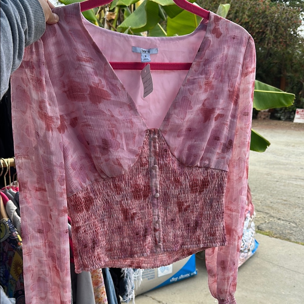 Pink Sheer Long Sleeve Top